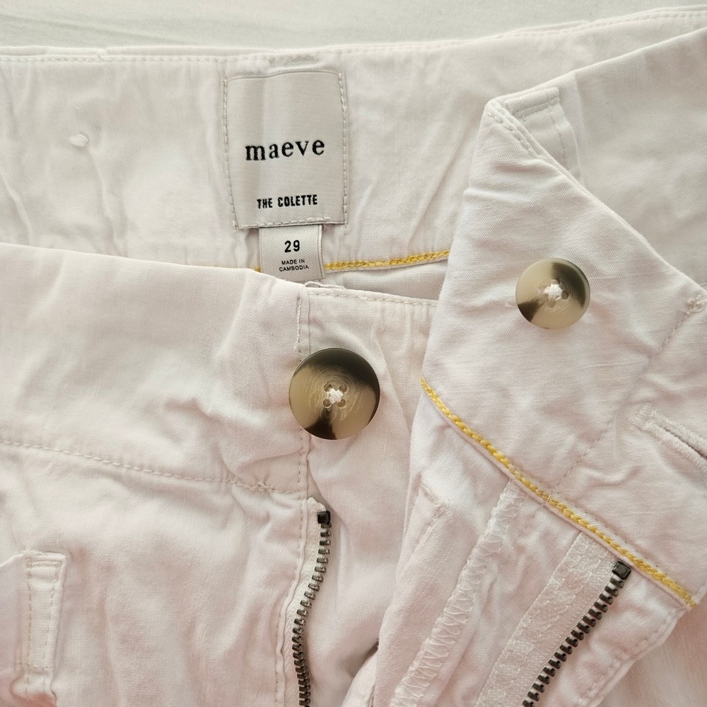 Maeve White Wide-Leg Linen Blend Pants - Picture 4 of 16